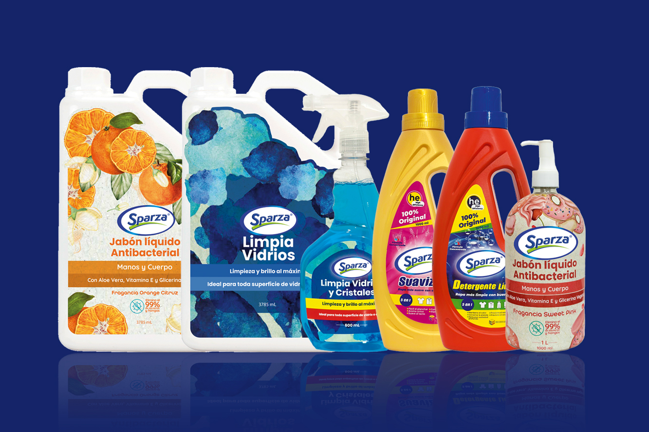 SPARZA, fabricante y distribuidor de productos de limpieza para hogares, empresas e industrias en Ecuador.